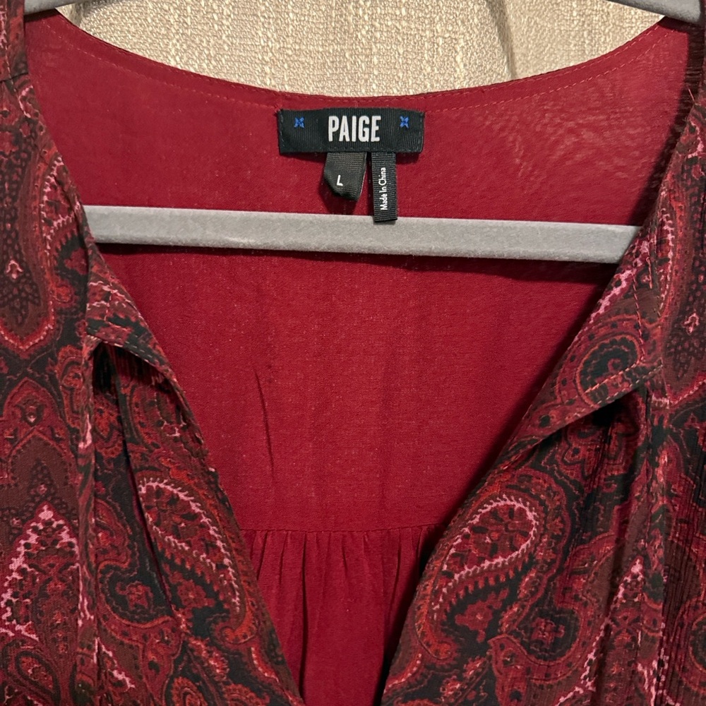 PAIGE Burgundy Paisley Long Sleeve Dress - Picture 3 of 6